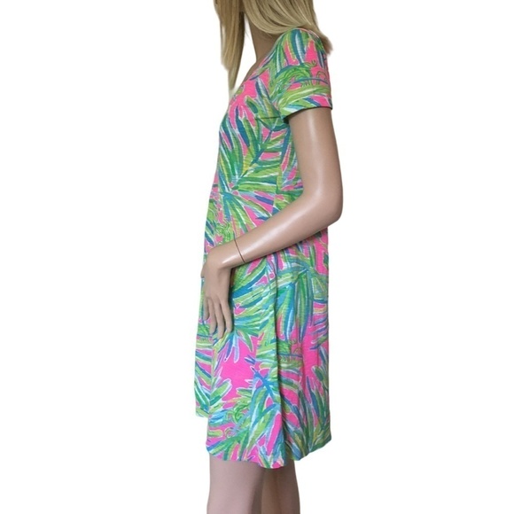 LILLY Pulitzer Dress Jessica Short Sleeve Tee Tiki Pink Royal Lime Bold Print - Picture 8 of 14